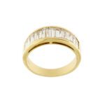 anello riviere oro giallo con diamanti taglio baguette frontale