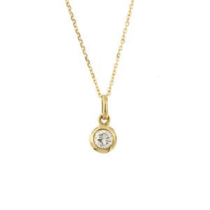 Collana maglia forzatina in oro giallo 18kt e punto luce a cipollina con diamante taglio brillante da 0.30 ct - colore FG e purezza SI.