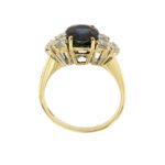 anello oro giallo con zaffiro e diamanti