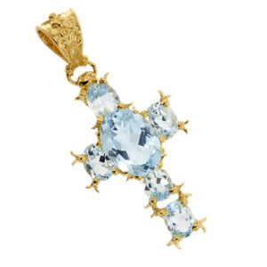 zoom ciondolo croce oro con topazi