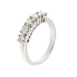 anello riviere oro bianco con diamanti lato