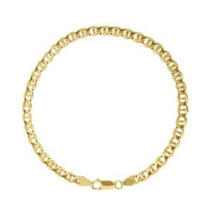 Bracciale uomo maglia traversina in oro giallo 18kt con chiusura a moschettone.