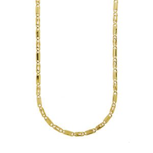 Collana uomo maglia occhio di tigre alternata in oro giallo 18kt con chiusura originale a moschettone