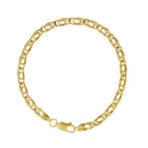 Bracciale uomo in oro giallo 18kt, maglia a occhio di tigre, chiusura con moschettone.