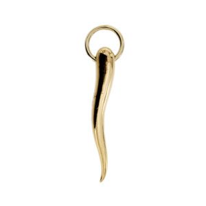 Ciondolo cornetto grande in oro giallo 18kt classico portafortuna. Brand: Pomellato.