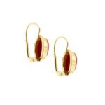 profilo e retro di orecchini monachella oro con corallo