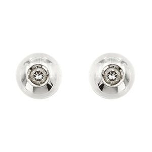 Orecchini punti luce a cipollina in oro bianco 18kt con 2 diamanti taglio brillante da 0.08 ct cad. totale 0.16 ct - colore FG e purezza VS; chiusura con perno e farfallina.