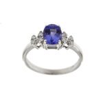 anello oro bianco con diamanti e tanzanite