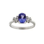 anello oro bianco con diamanti e tanzanite 2