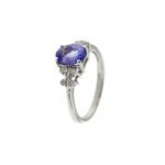 lato 3 anello oro bianco con diamanti e tanzanite