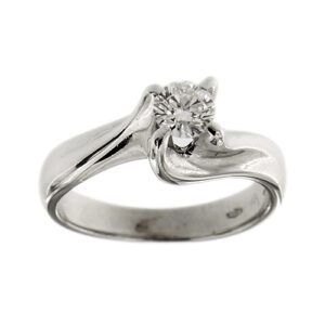 Anello solitario contrarié in oro bianco 18kt con diamante taglio brillante da 0.37 ct - colore FG e purezza VS.
