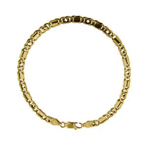 Bracciale uomo maglia occhio di pernice alternata in oro giallo 18kt con chiusura a moschettone.
