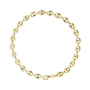 Bracciale unisex maglia marina in oro giallo 18kt con chiusura a moschettone.