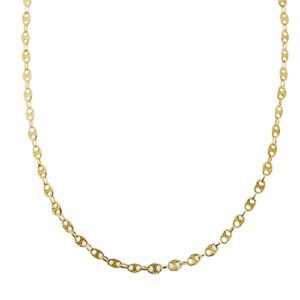 Collana unisex maglia marina in oro giallo 18kt con lavorazione grezza, chiusura a moschettone.