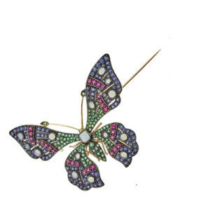 ciondolo spilla farfalla in oro con pietre preziose