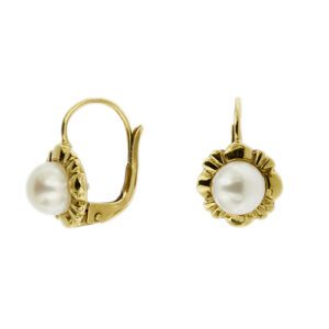 orecchini a monachella in oro giallo con perla