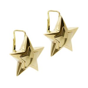 Orecchini a monachella a doppia stella in oro giallo 18kt.