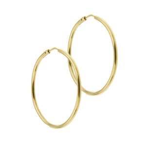 Orecchini a cerchio medio in oro giallo 18kt e chiusura a leva.