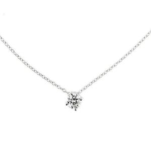 Collana maglia rolò con punto luce in oro bianco 18kt con diamante taglio brillante da 0,27 ct - colore FG e purezza SI.