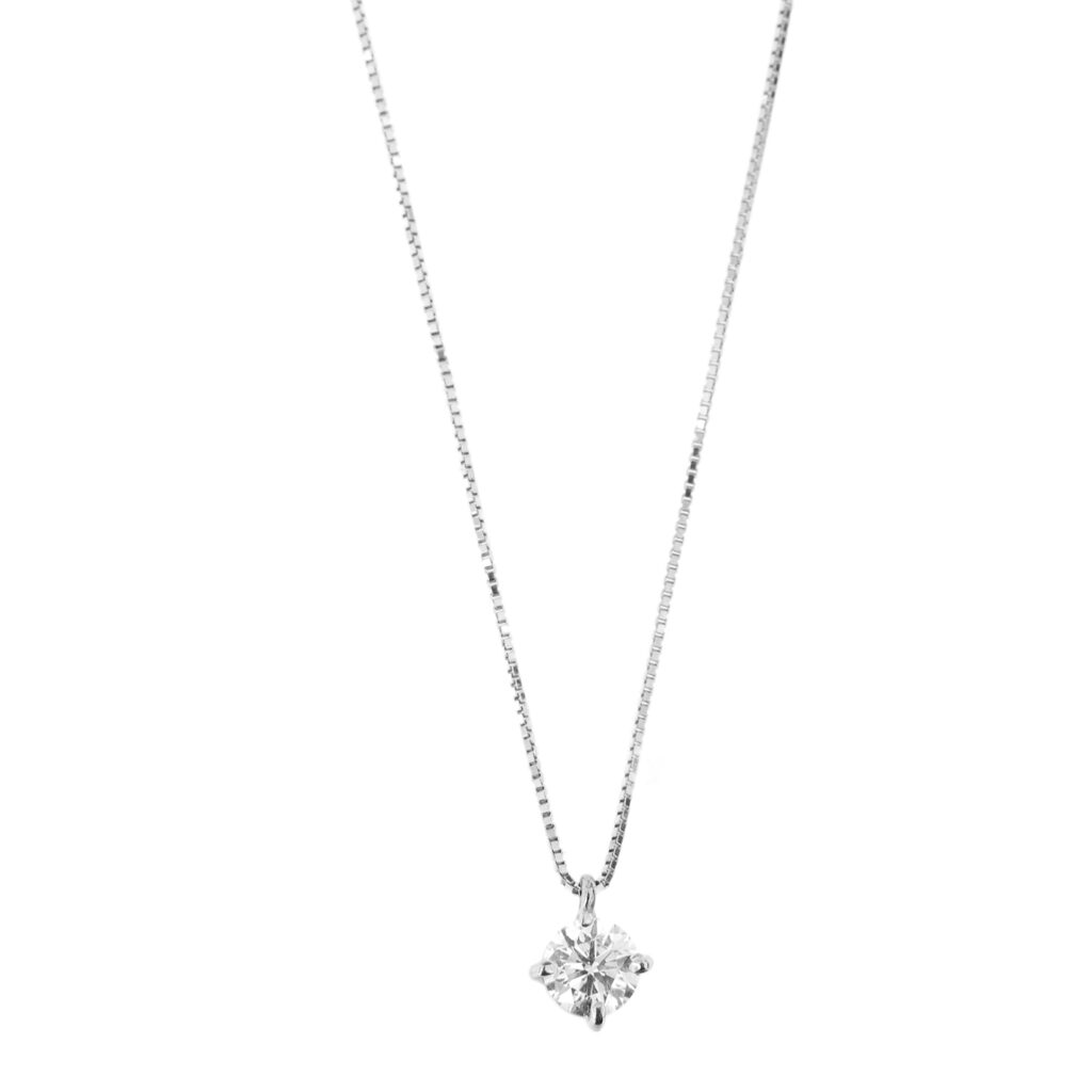 collana maglia veneta oro bianco punto luce con diamante
