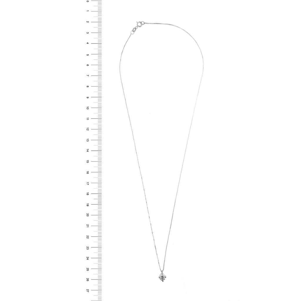 collana punto luce in oro bianco con diamante maglia veneta foto paragone righello per misura gioiello lunghezza in cm