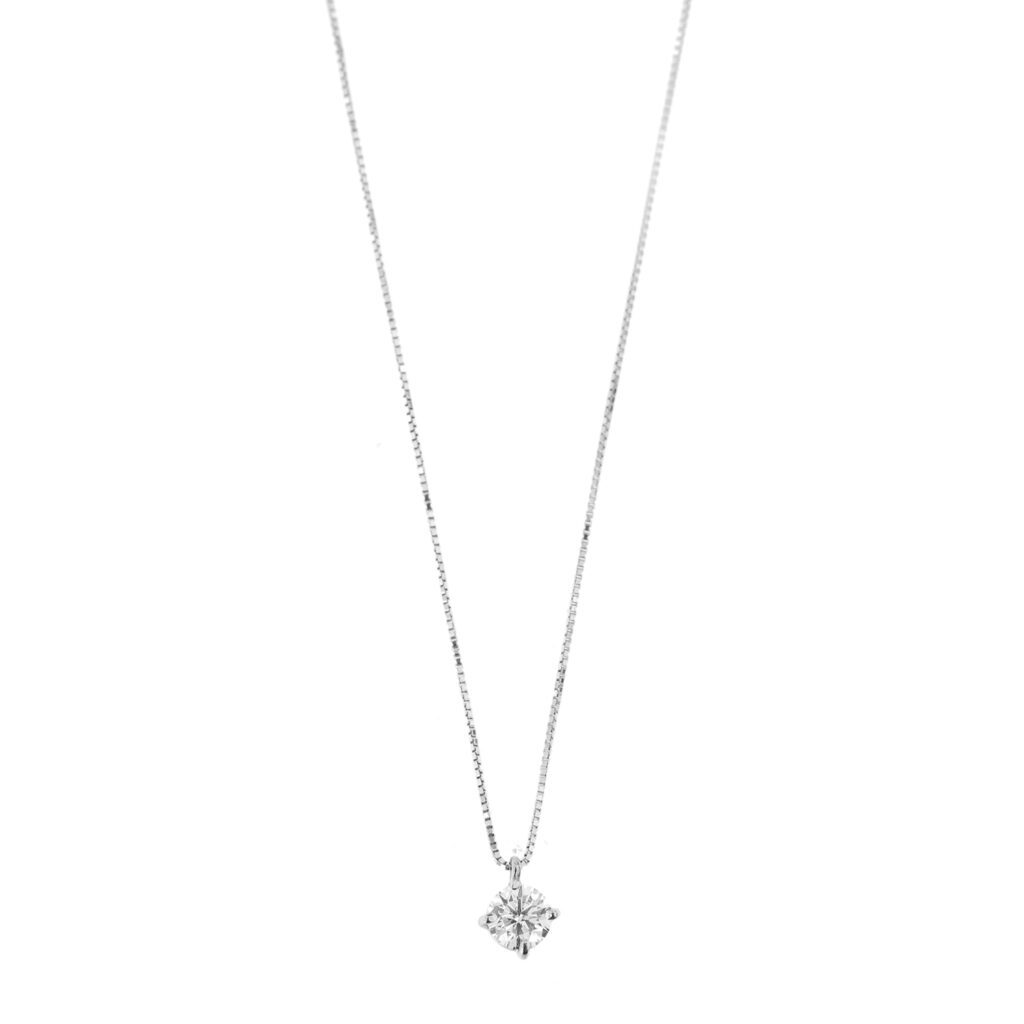collana maglia veneta oro bianco punto luce con diamante 2