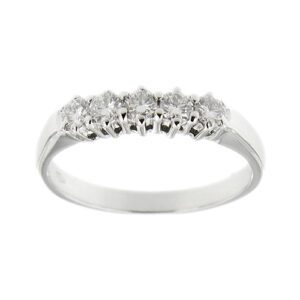 Anello riviere in oro bianco 18kt con 5 diamanti taglio brillante da 0.07 ct cad. totale 0.35 ct - colore FG e purezza VS.