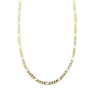 Collana uomo maglia figaro (grumette 3+1) in oro giallo 18kt con originale chiusura brevettata dal brand Chini e aggiunta maglia rolò di 4 cm per aumentare la lunghezza.