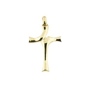 Ciondolo a forma di croce stilizzata moderna in oro giallo 18kt.