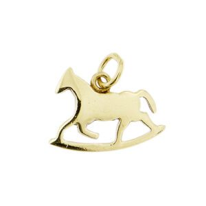 Ciondolo Dodo a forma di cavallo a dondolo in oro giallo 18kt, significato/messaggio: “GIOCHIAMO INSIEME”.