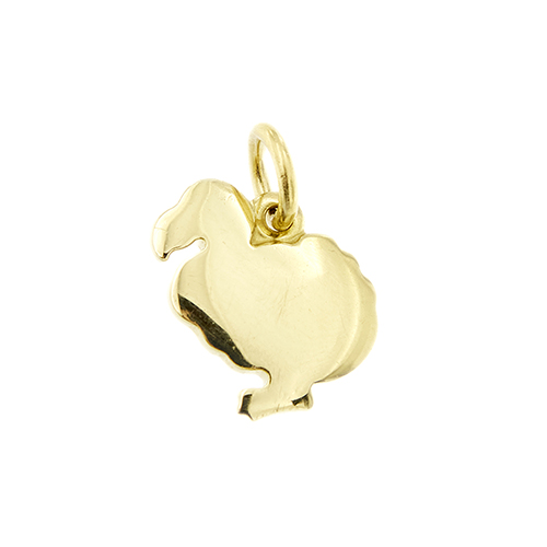 Ciondolo Dodo a forma di dodo in oro giallo 18kt, significato/messaggio: “SONO IL TUO DODO”.