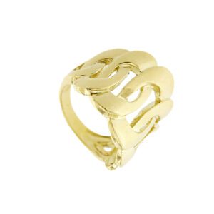 lato di anello a fascia con ovali in oro giallo