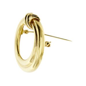 apertura spilla rotonda oro giallo con nodo Tiffany