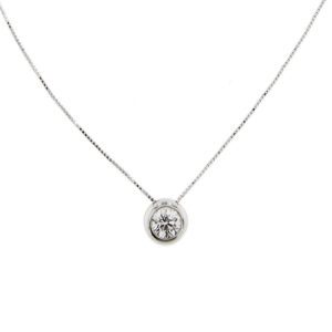 Collana maglia veneta punto luce in oro bianco 18kt con diamante taglio brillante da 0,44 ct colore GH - purezza VVS.
