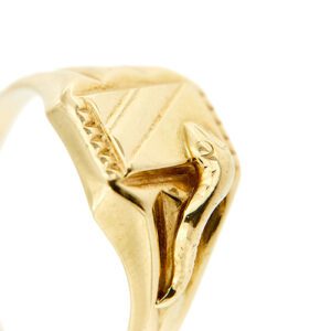 dettaglio anello uomo in oro giallo con serpente