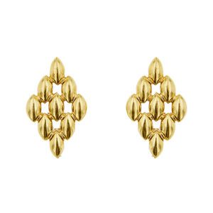 Orecchini a lobo maglia panthere a rombo in oro giallo 18kt, chiusura con perno e farfallina.