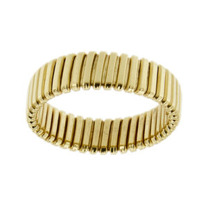 Anello a fascia maglia tubogas morbida in oro giallo 18kt.
