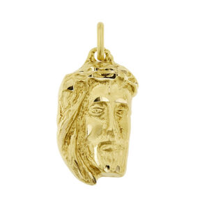 Ciondolo con viso di Cristo in oro giallo 18kt e in rilievo.