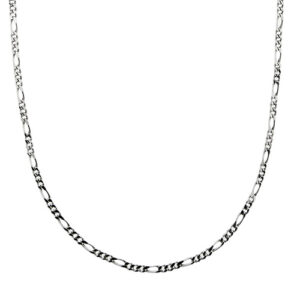 Collana maglia figaro (3+1) in oro bianco 18kt con chiusura a moschettone.