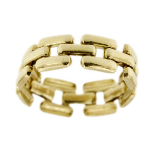 Anello morbido in oro giallo 18kt, maglia panthere.