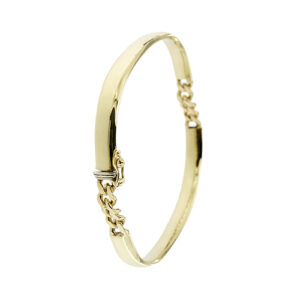 bracciale semi-rigido in oro giallo con maglia grumetta