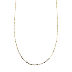 Collana maglia traversino forzatina in oro giallo 18kt, fine e lunga con chiusura a moschettone e targhetta. Brand: Chini.