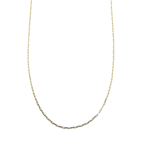 Collana maglia traversino forzatina in oro giallo 18kt, fine e lunga con chiusura a moschettone e targhetta. Brand: Chini.