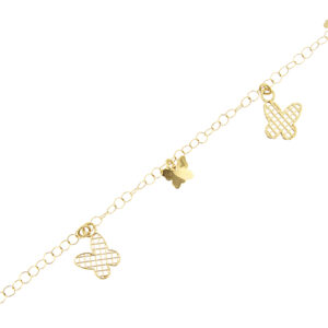bracciale oro giallo con farfalle