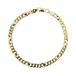 Bracciale uomo maglia figaro (grumette 3+1) in oro giallo 18kt con chiusura a moschettone.