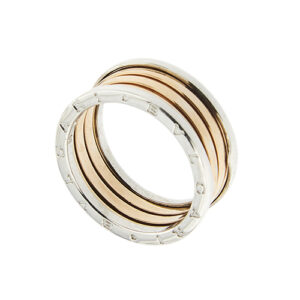 lato di anello Bulgari B-Zero in oro rosa e bianco