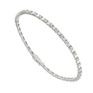 Bracciale tennis quadretti in oro bianco 18kt alternati a 42 diamanti taglio brillante da 0.013 ct cad., totale 0.54 ct - colore FG e purezza VS; chiusura a scomparsa con 2 sicure.