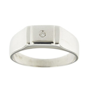 Anello a fascia da uomo con diamante centrale da 0.03 ct - colore GH e purezza VS.