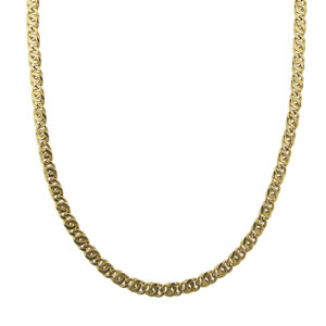 Collana uomo in oro giallo 18kt maglia occhio di tigre, chiusura a moschettone.