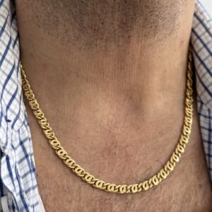 Foto gioiello indossata: collana maglia occhio di tigre catena uomo in oro giallo